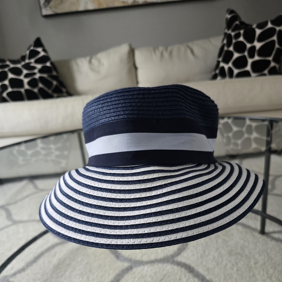 August Hats Accessories - August Hay Navy and White Striped Women's Hat New